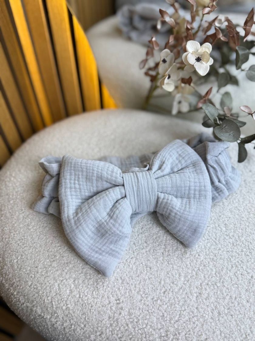 ❤ Мусліновий бантик для пледу на виписку, універсальний на резинці. Колір - Сірий (#13795093) ✓ Anna Konvert