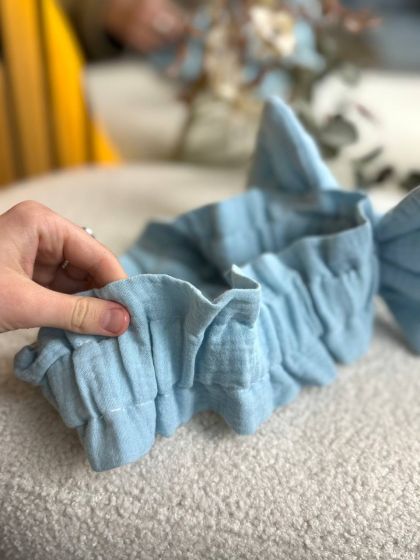 ❤ Мусліновий бантик для пледу на виписку, універсальний на резинці. Колір - Блакитний (#62840201) ✓ Anna Konvert 2