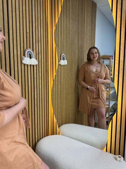 ❤ Комплект сорочка та халат для годування, 44-46 "Кант". Колір - Пісочний з шоколадним кантом (#90357099) ✓ Anna Konvert 2