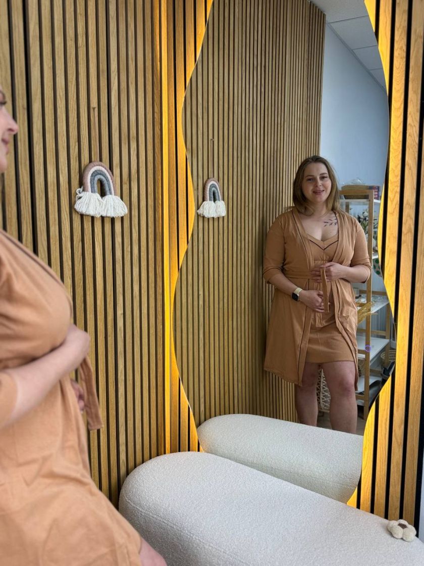 ❤ Комплект сорочка та халат для годування, 48-50 "Кант". Колір - Пісочний з шоколадним кантом (#38765322) ✓ Anna Konvert