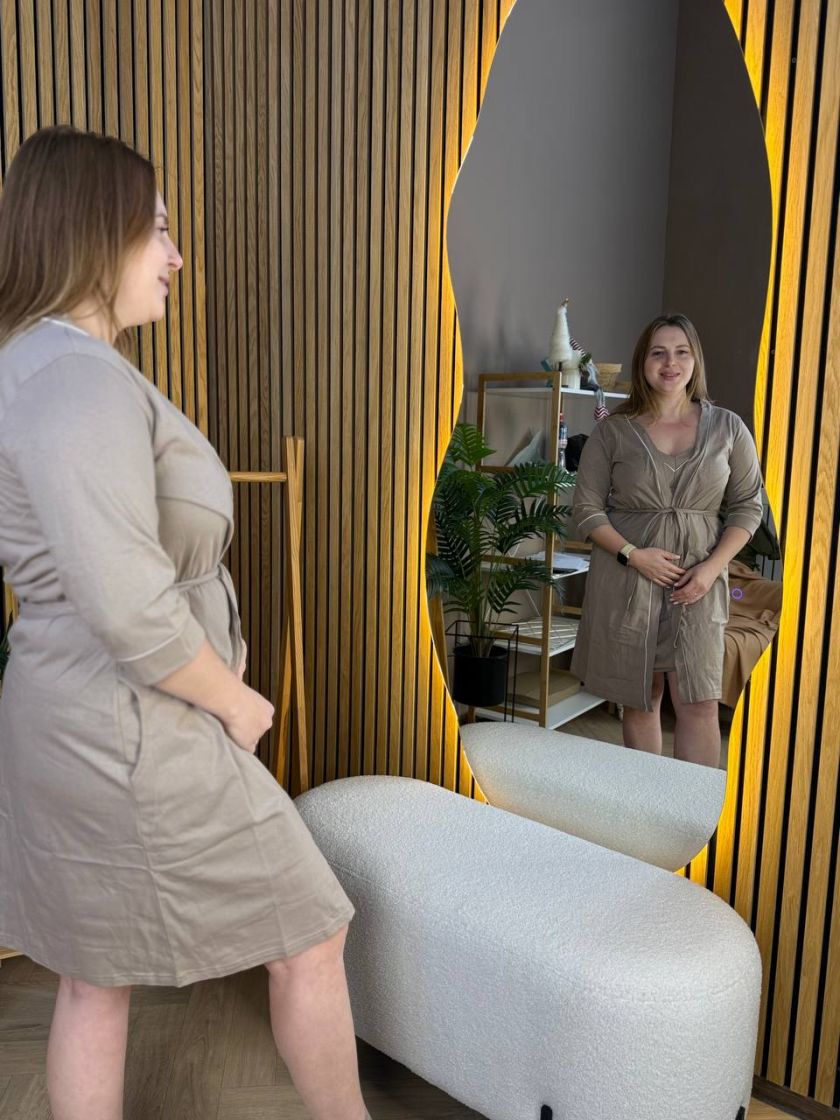 ❤ Комплект сорочка та халат для годування, 52-54 "Кант". Колір - Мокко холодний (#81649539) ✓ Anna Konvert