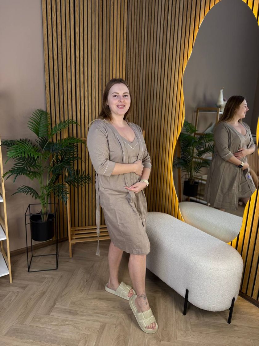 ❤ Комплект сорочка та халат для годування, 52-54 "Кант". Колір - Мокко холодний (#81649539) ✓ Anna Konvert