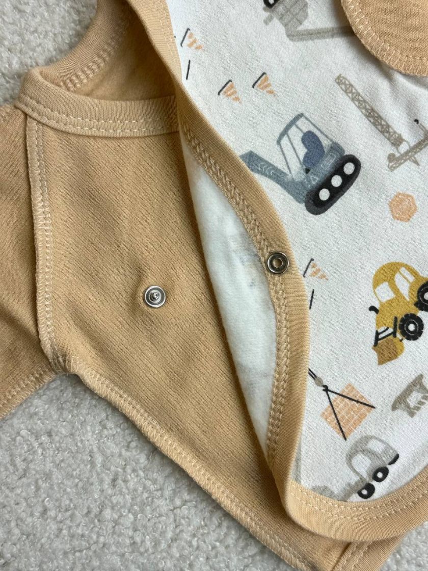 ❤ Комплект 3ка з сорочкою байка, БО. Принт - Транспорт бежевий. Розмір - 56см (#83287315) ✓ Anna Konvert