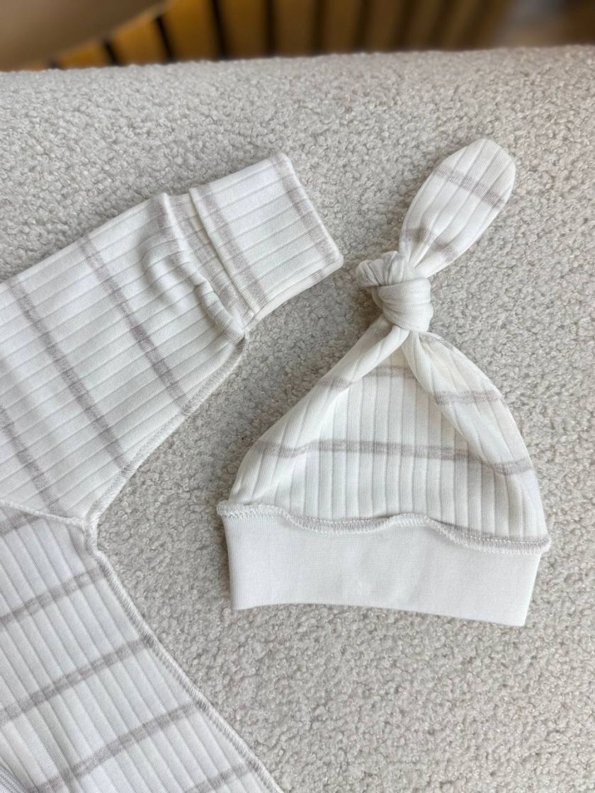 ❤ Чоловічок з шапочкою на блискавці ,інтерлок 56 Бджілка. Принт - Молочний в смужку (#93445416) ✓ Anna Konvert