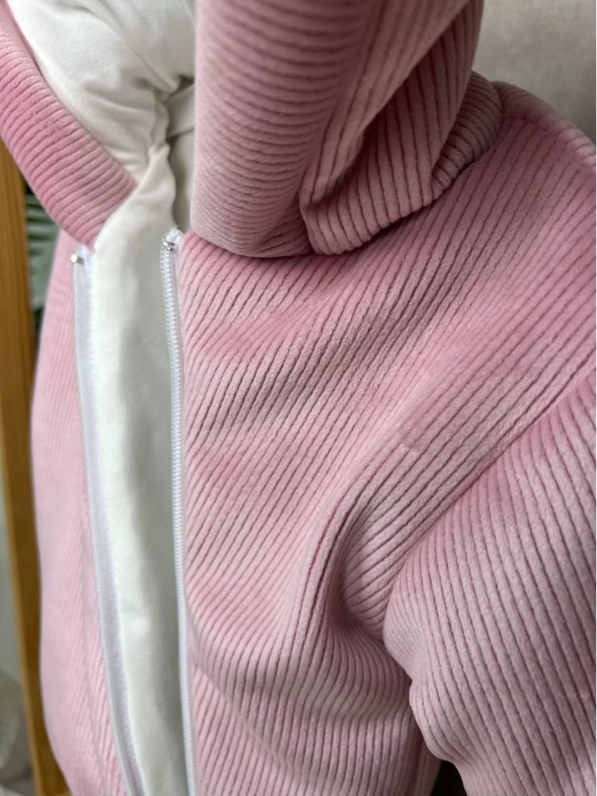 ❤ Демісезонний комбінезон з шапочкою, велюровий в смужку, 0-4 міс. Колір - Пильна троянда (#42826336) ✓ Anna Konvert