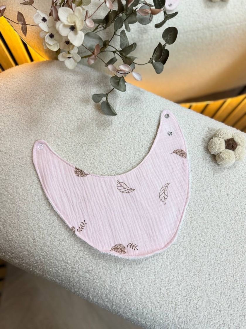 ❤ Слюнявчик, нагрудник мусліновий, непромакаючий. Принт - Листочки на ніжно рожевому (#41821506) ✓ Anna Konvert