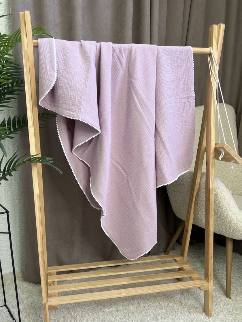 ❤ Плед мусліновий "Бубон" 100 × 70 см. Колір - Пиловий (#84601751) ✓ Anna Konvert