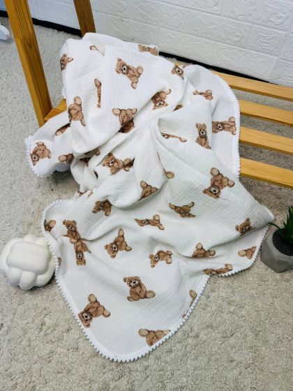 ❤ Плед мусліновий "Бубон", 140×100 см. Колір - Ведмедик сидячий на білому. Розмір - 100*140 (#31924570) ✓ Anna Konvert 2