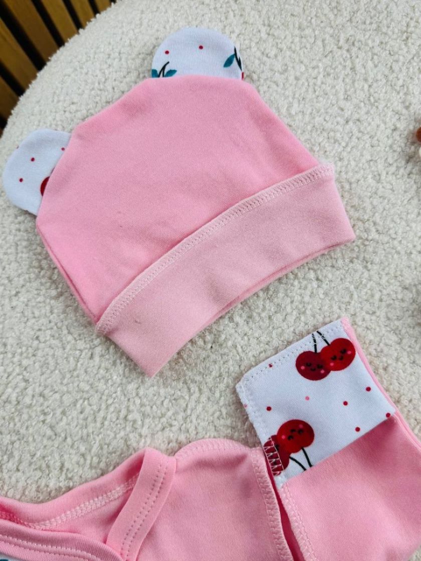 ❤ Чоловічок з шапочкою інтерлок, БО. Принт - Вишеньки. Розмір - 62 (#39066972) ✓ Anna Konvert