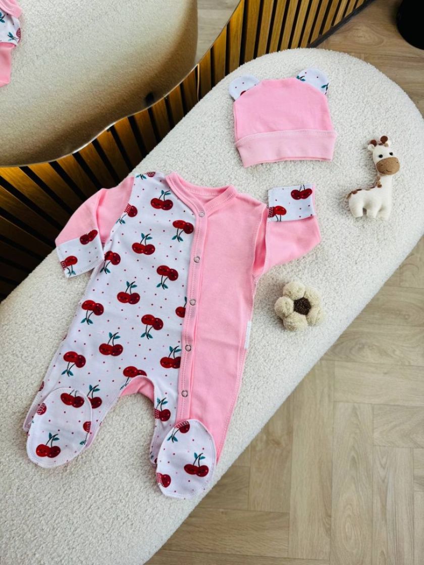 ❤ Чоловічок з шапочкою інтерлок, БО. Принт - Вишеньки. Розмір - 62 (#39066972) ✓ Anna Konvert