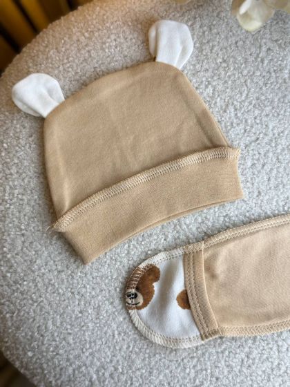 ❤ Комплект 3ка з сорочкою інтерлок, БО. Принт - Мордочки ведмедиків на бежевому. Розмір - 56 (#83680960) ✓ Anna Konvert 2