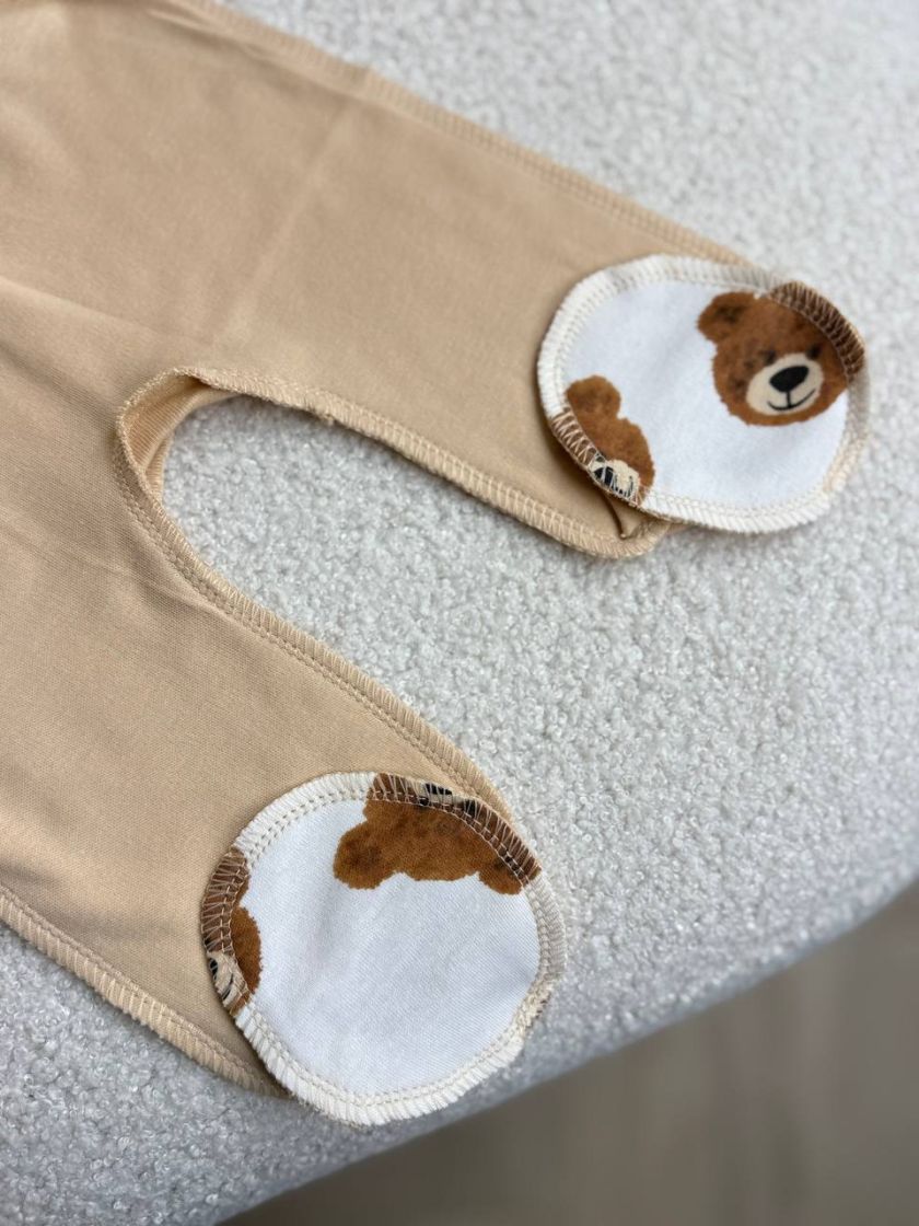 ❤ Комплект 3ка з сорочкою інтерлок, БО. Принт - Мордочки ведмедиків на бежевому. Розмір - 56 (#83680960) ✓ Anna Konvert