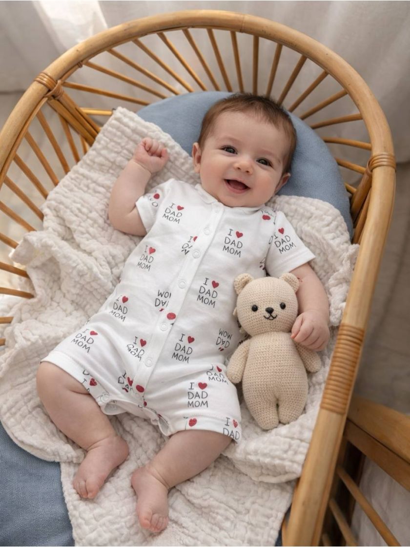 ❤ Чоловічок-пісочник, інтерлок. Принт - I love mom dad. Розмір - 68-74 (#50987510) ✓ Anna Konvert