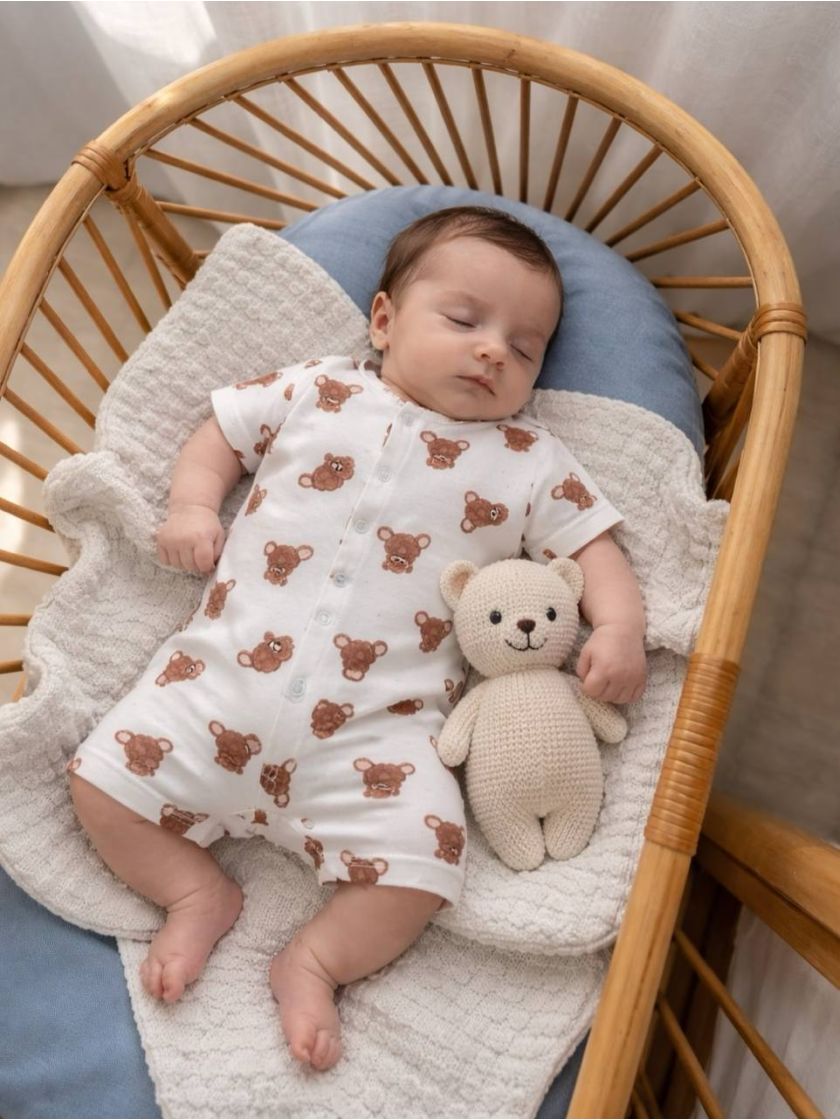 ❤ Чоловічок-пісочник, інтерлок. Принт - Ведмедик сидячий. Розмір - 62-68 (#3523095) ✓ Anna Konvert