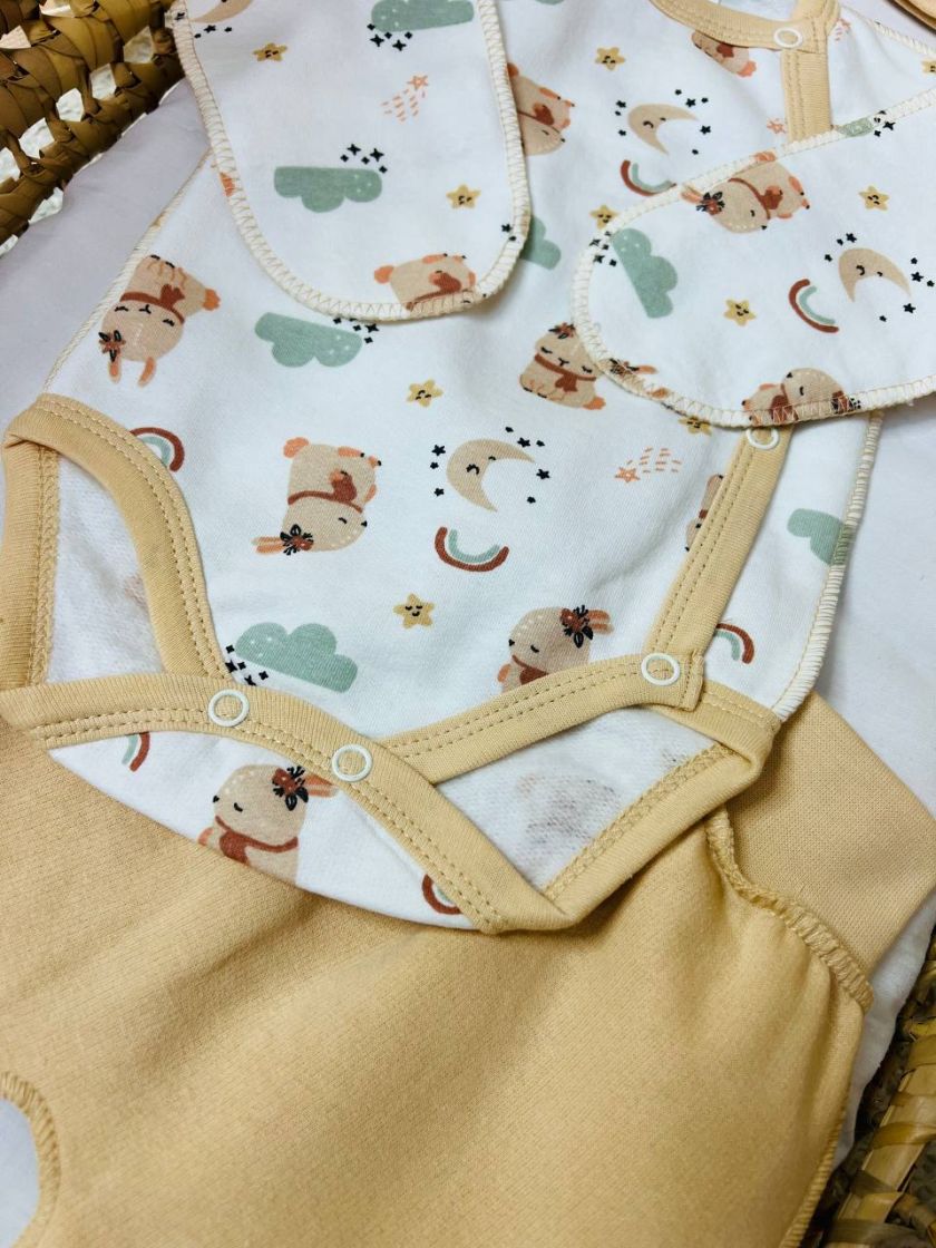 ❤ Комплект 3ка з боді інтерлок, 56р. Принт - Зайчики з місяцем (#33964445) ✓ Anna Konvert