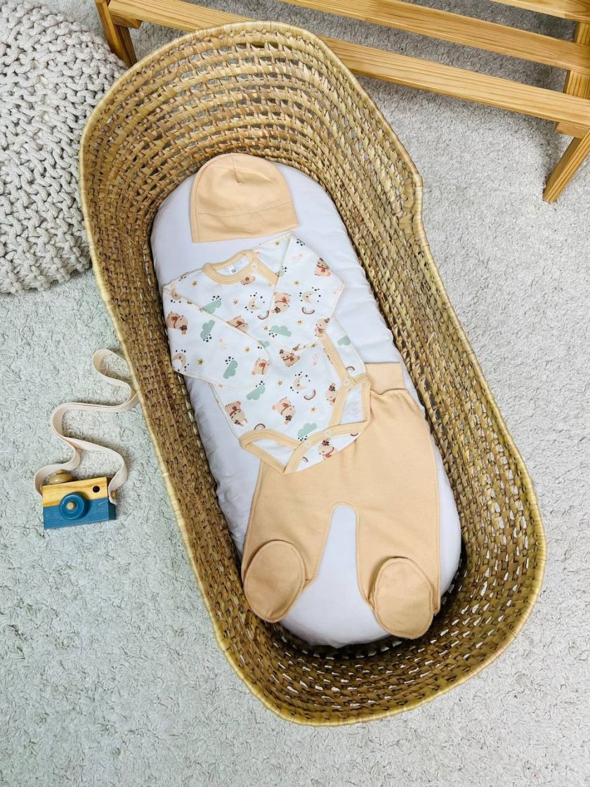 ❤ Комплект 3ка з боді інтерлок, 56р. Принт - Зайчики з місяцем (#33964445) ✓ Anna Konvert