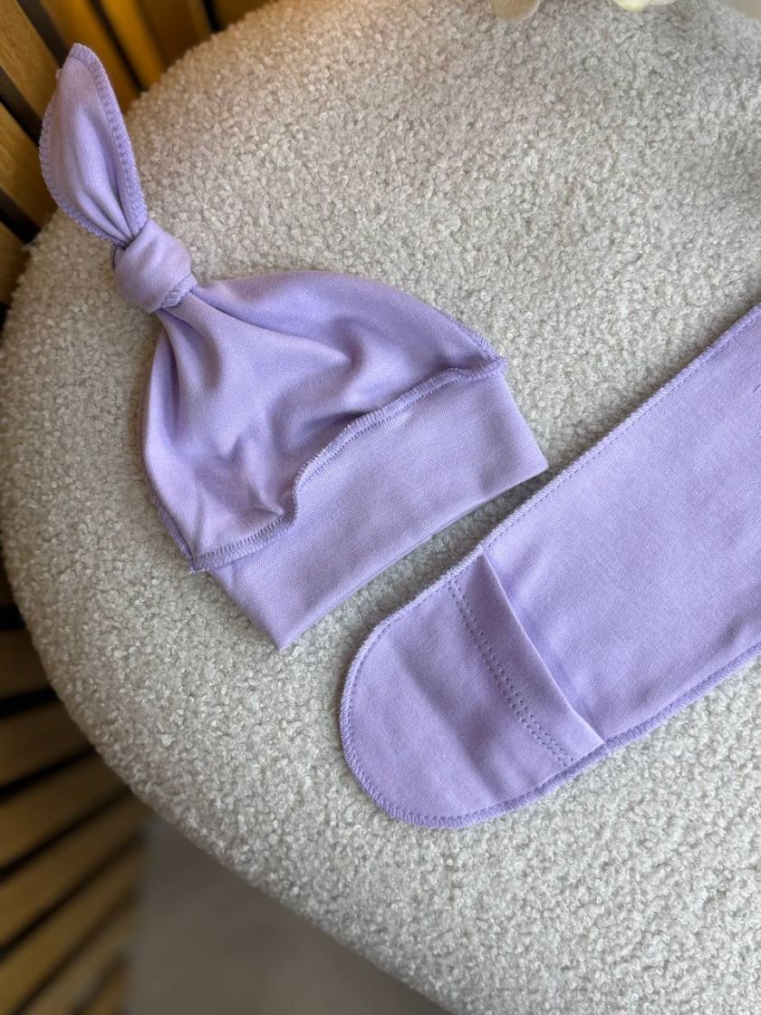 ❤ Чоловічок з шапочкою, інтерлок, 56-62р. Принт - Ліловий однотон (#24682016) ✓ Anna Konvert