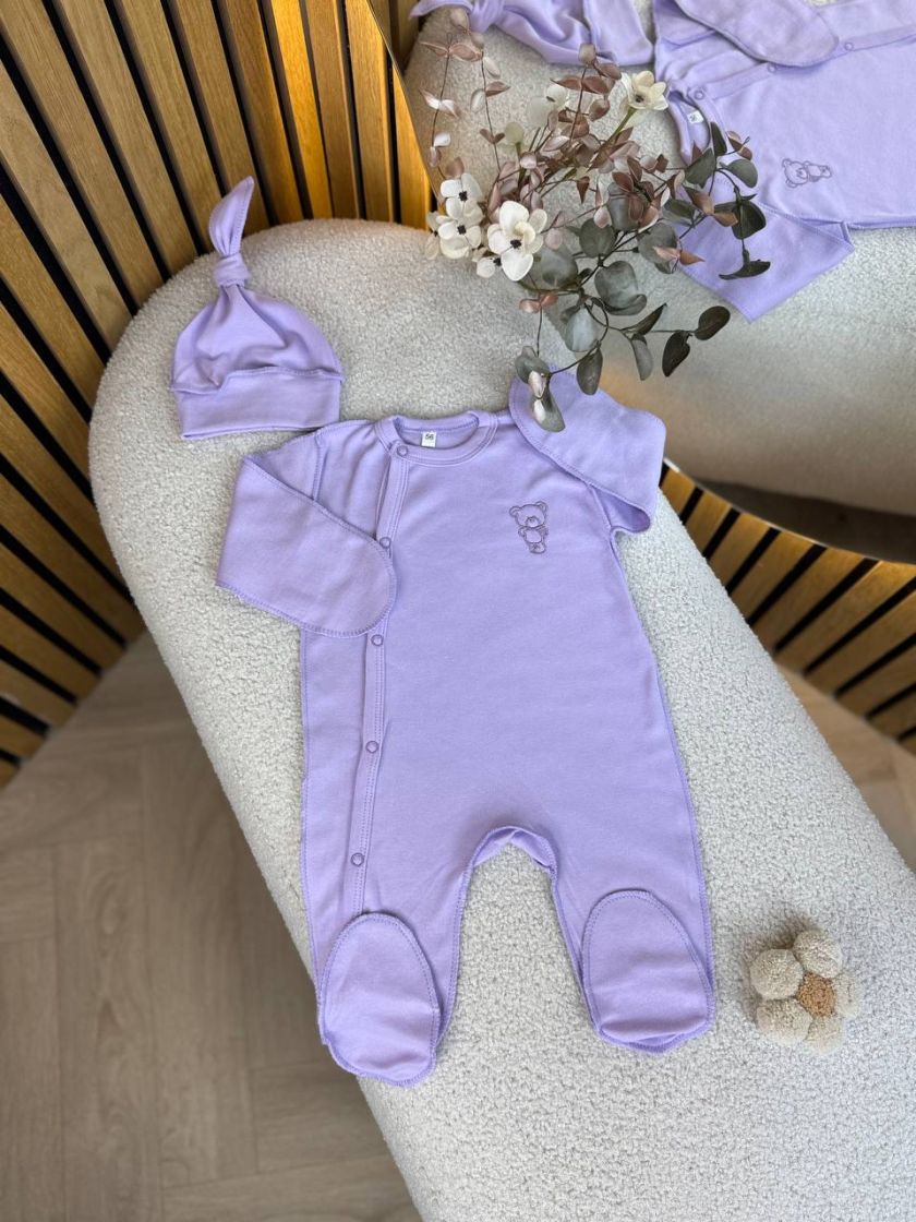 ❤ Чоловічок з шапочкою, інтерлок, 56-62р. Принт - Ліловий однотон (#24682016) ✓ Anna Konvert