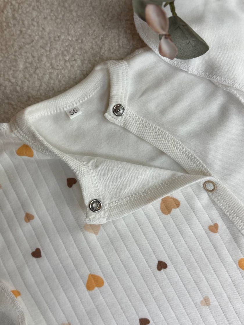 ❤ Чоловічок з шапочкою, рубчик, 56-62см. Принт - Різні серця беж (#80212332) ✓ Anna Konvert