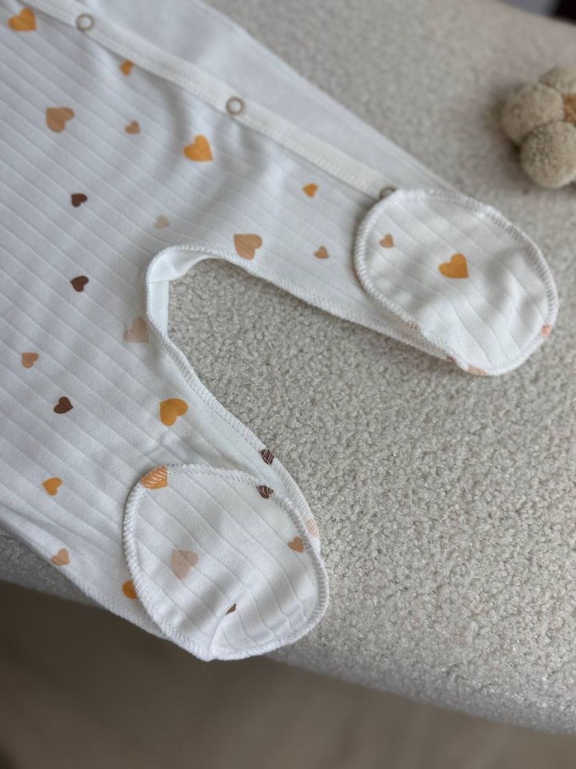 ❤ Чоловічок з шапочкою, рубчик, 56-62см. Принт - Різні серця беж (#80212332) ✓ Anna Konvert