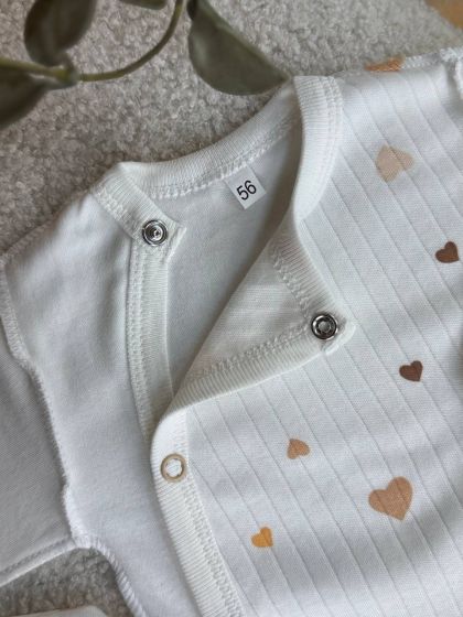 ❤ Комплект 3ка з боді, рубчик принт, Ромашка. Принт - Різні серця беж. Розмір - 56-62 (#92753908) ✓ Anna Konvert 2