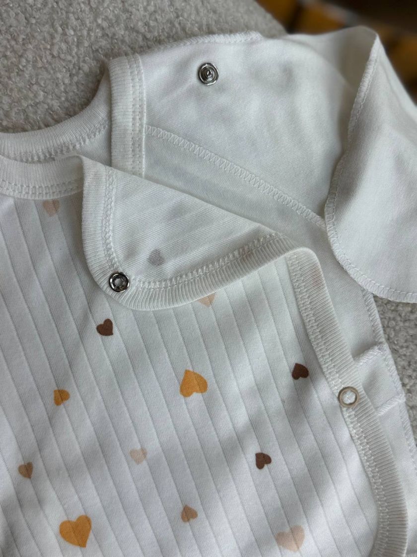 ❤ Комплект 3ка з сороч. 56-62, рубчик, Ромашка. Принт - Серця різні беж. Розмір - 56 (#12351717) ✓ Anna Konvert