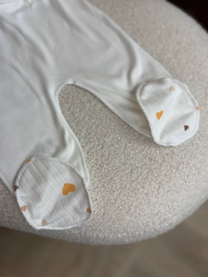 ❤ Комплект 3ка з сороч. 56-62, рубчик, Ромашка. Принт - Серця різні беж. Розмір - 56 (#12351717) ✓ Anna Konvert