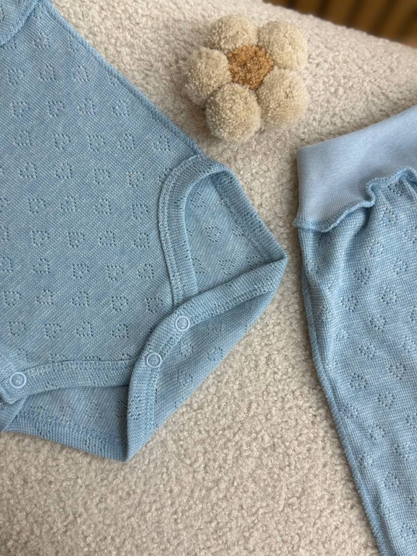 ❤ Комплект 3ка з боді, перфорація. Колір - Блакитний (#56967648) ✓ Anna Konvert