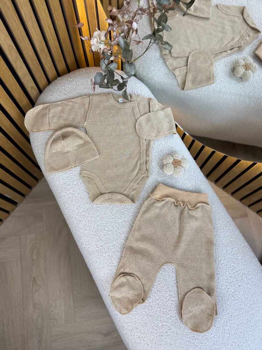 ❤ Комплект 3ка з боді, перфорація. Колір - Кавовий (#25377976) ✓ Anna Konvert