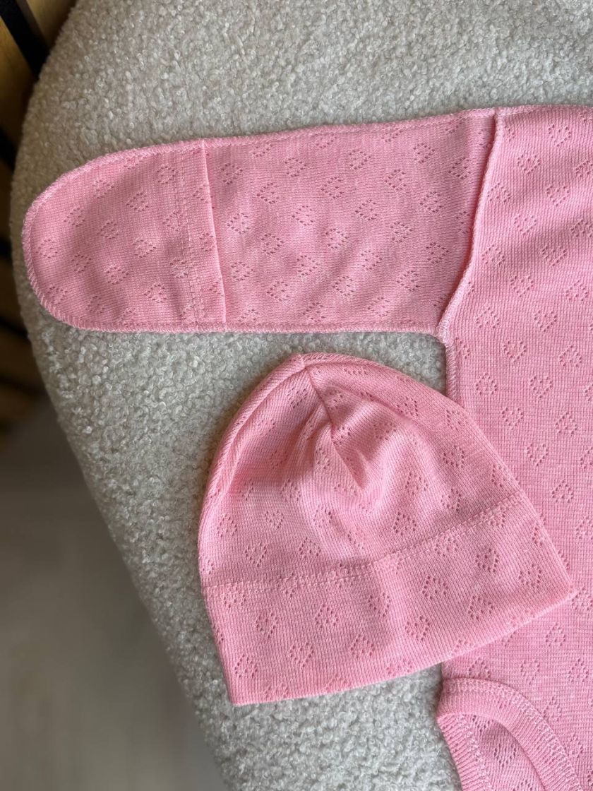 ❤ Комплект 3ка з боді, перфорація. Колір - Рожевий (#96476157) ✓ Anna Konvert