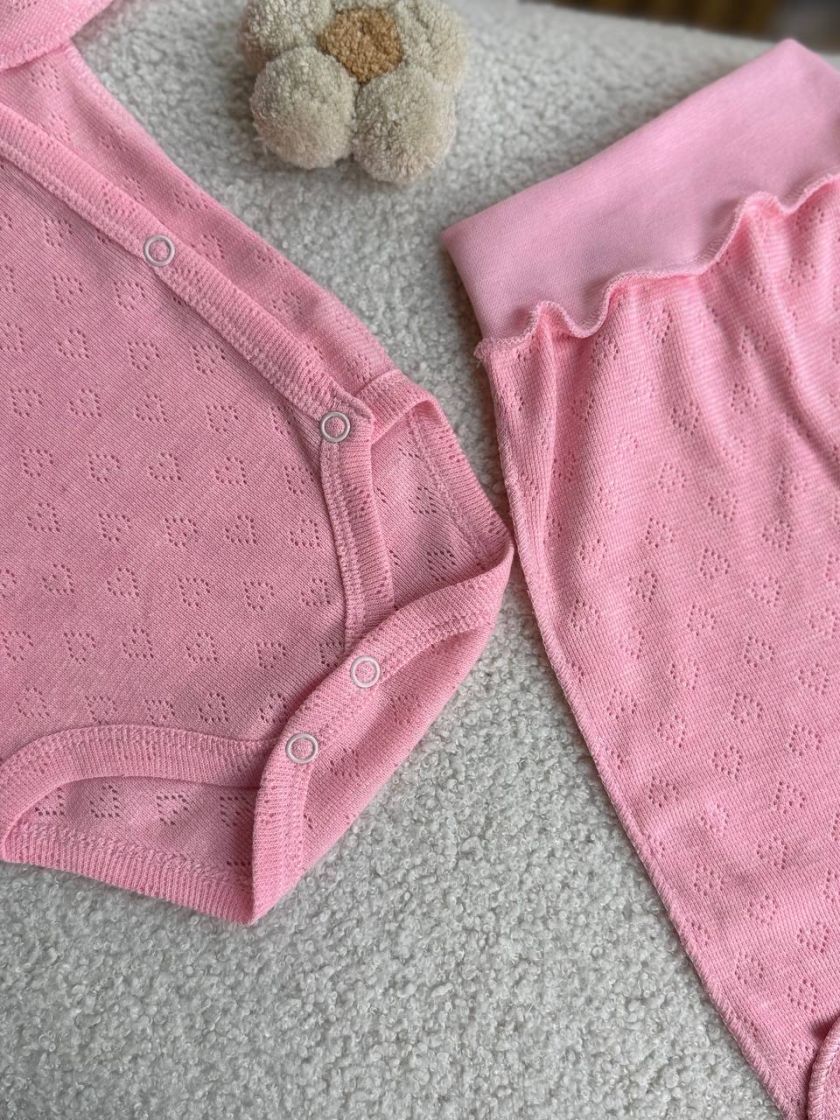 ❤ Комплект 3ка з боді, перфорація. Колір - Рожевий (#96476157) ✓ Anna Konvert