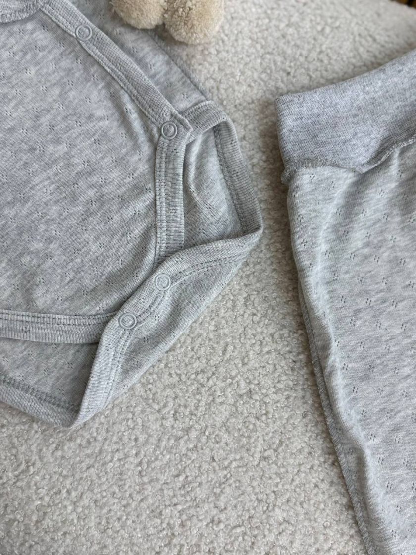 ❤ Комплект 3ка з боді, перфорація. Колір - Сірий (#74459072) ✓ Anna Konvert