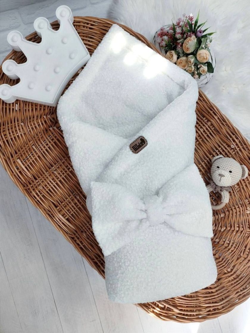 ❤ Демісезонний конверт плед Тедді, 80*80см. Колір - Білий (#0186) ✓ Anna Konvert