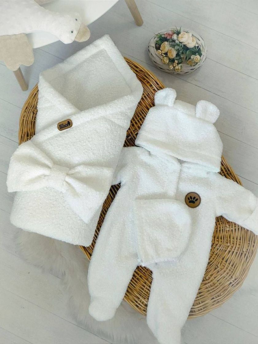 ❤ Демісезонний конверт плед Тедді, 80*80см. Колір - Білий (#0186) ✓ Anna Konvert