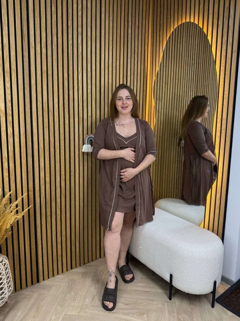 ❤ Комплект сорочка та халат для годування, 52-54 "Кант". Колір - Молочний шоколад (#98841628) ✓ Anna Konvert