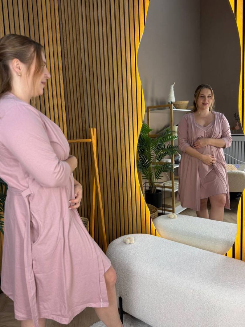 ❤ Комплект сорочка та халат для годування, 56-58 "Кант". Колір - Пудровий (#73497240) ✓ Anna Konvert