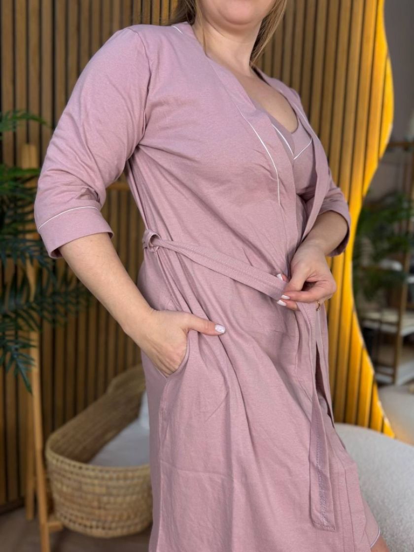 ❤ Комплект сорочка та халат для годування, 56-58 "Кант". Колір - Пудровий (#73497240) ✓ Anna Konvert