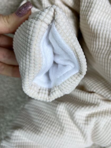 ❤ Демісезонний комбінезон з шапочкою, Вельвет на флісі, 0-4 міс. Колір - Молочний (#0013) ✓ Anna Konvert 2