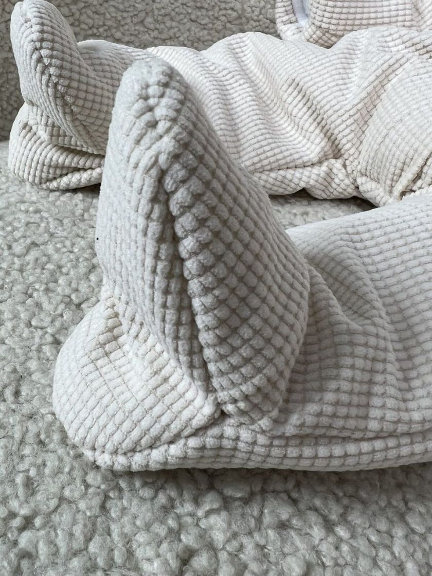 ❤ Демісезонний комбінезон з шапочкою, Вельвет на флісі, 0-4 міс. Колір - Молочний (#0013) ✓ Anna Konvert