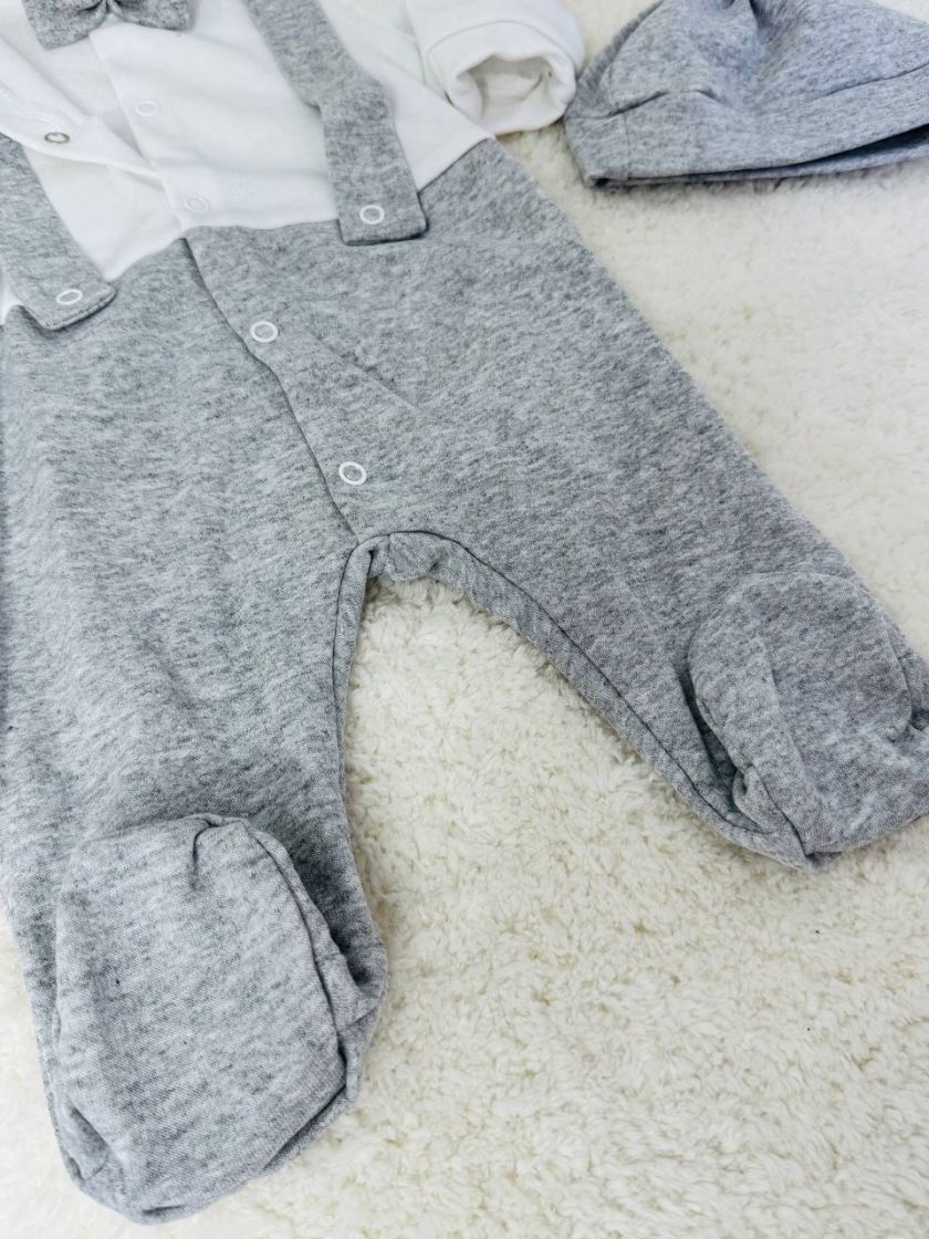 ❤ Чоловічок джентельмен з шапочкою. Колір - Сірий. Розмір - 56-62 (#83261537) ✓ Anna Konvert