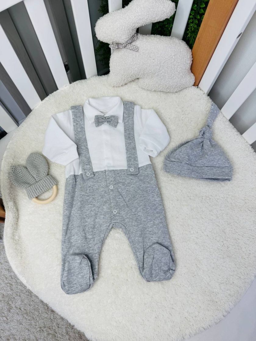 ❤ Чоловічок джентельмен з шапочкою. Колір - Сірий. Розмір - 56-62 (#83261537) ✓ Anna Konvert