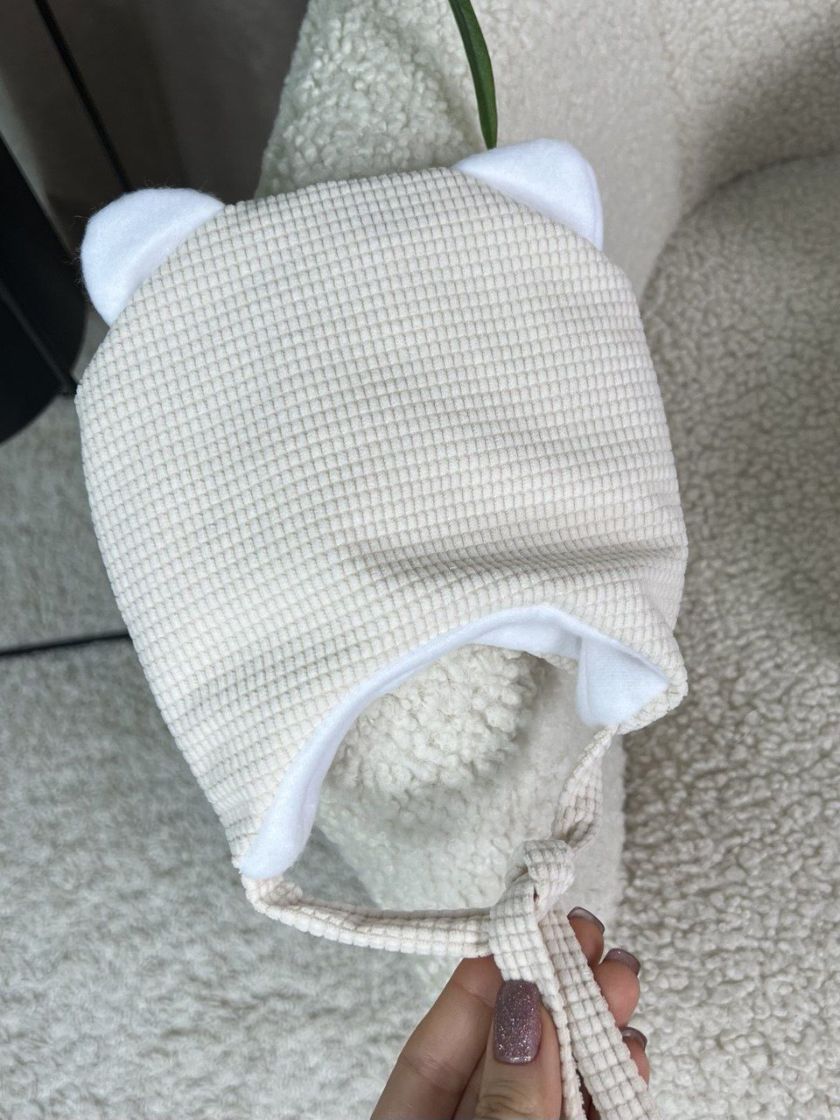 ❤ Демісезонний комбінезон з шапочкою, Вельвет на флісі, 0-4 міс. Колір - Молочний (#0013) ✓ Anna Konvert