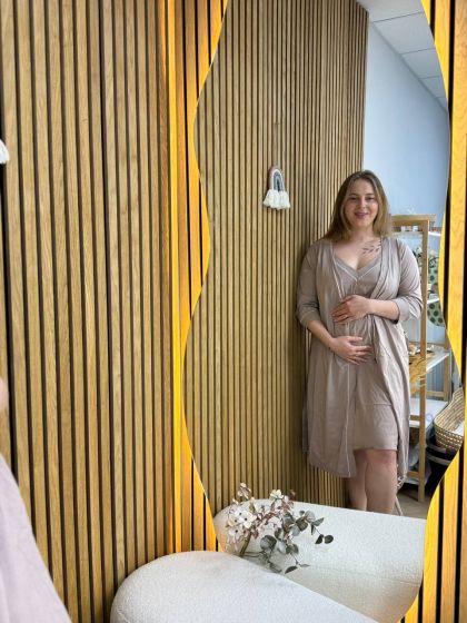 ❤ Комплект сорочка та халат для годування, 52-54 "Кант". Колір - Капучино з білим кантом (#22667534) ✓ Anna Konvert 2