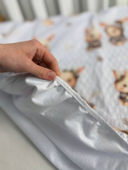 ❤ Простирадло у ліжко непромокаюче, 120/60 см. Принт - Зайці бежеві в шапці (#33086364) ✓ Anna Konvert 2
