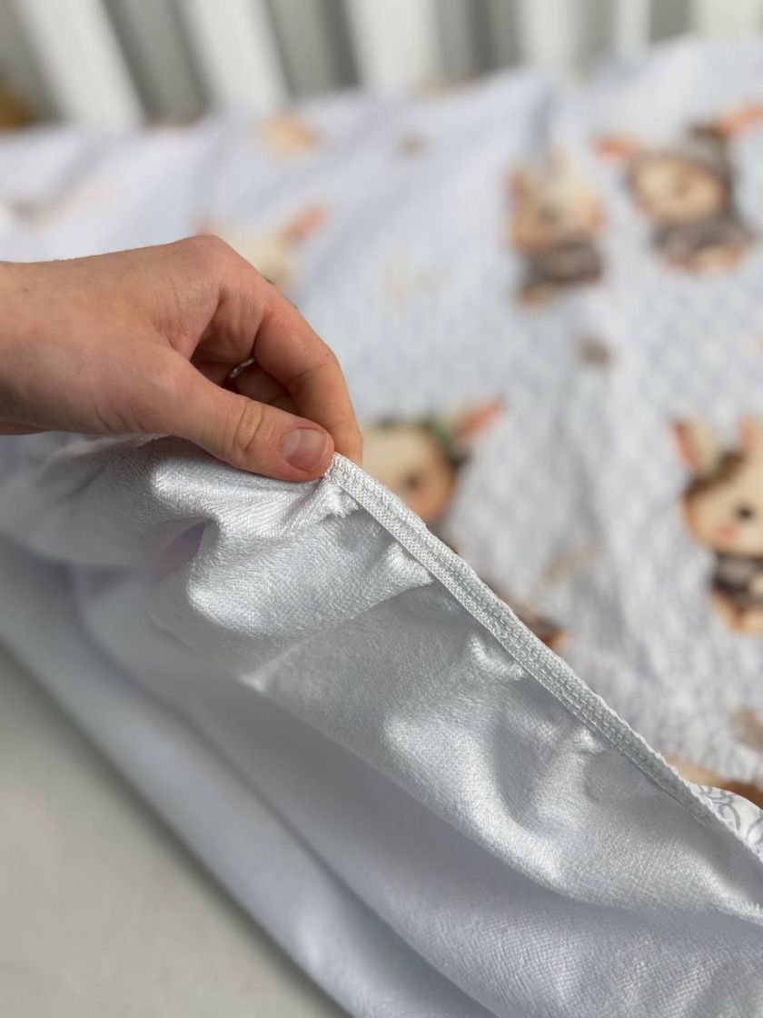 ❤ Простирадло у ліжко непромокаюче, 120/60 см. Принт - Зайці бежеві в шапці (#33086364) ✓ Anna Konvert