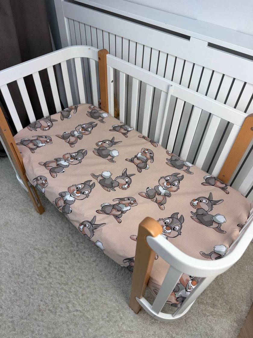 ❤ Простирадло у ліжко непромокаюче, 120/60 см. Принт - Заєць великий капучіно (#22256865) ✓ Anna Konvert