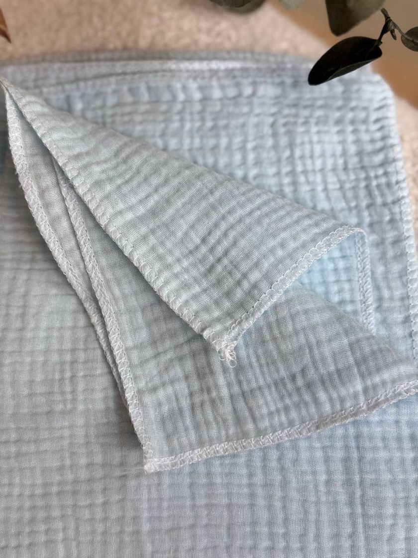 ❤ Пелюшки муслінові чотирьохшарові, жатка 70х100см. Принт - Блакитний однотон (#14872567) ✓ Anna Konvert