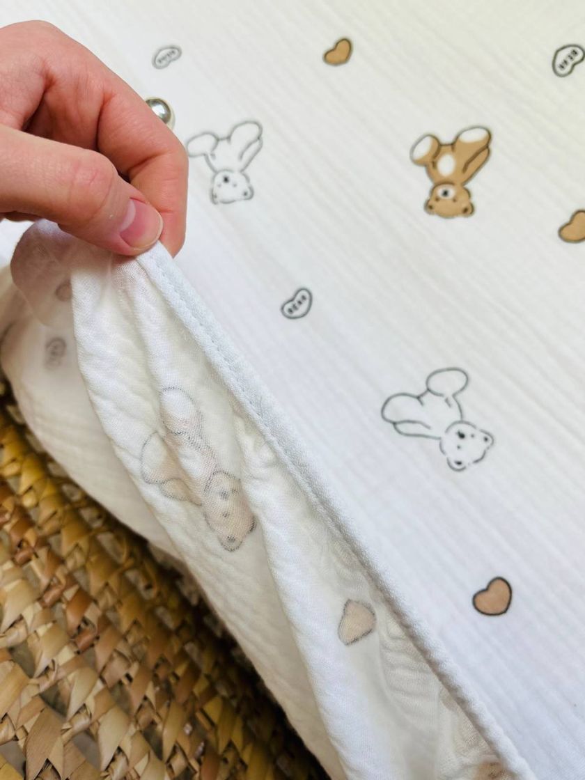 ❤ Набір у візочок мусліновий. Колір - Ведмеді контур з сердечками (#31213497) ✓ Anna Konvert