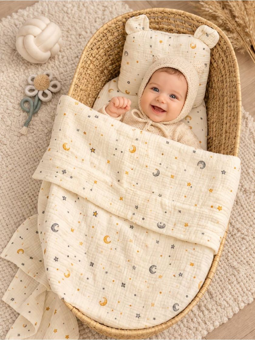 ❤ Набір у візочок мусліновий. Колір - Місяць і зірки (#62392844) ✓ Anna Konvert
