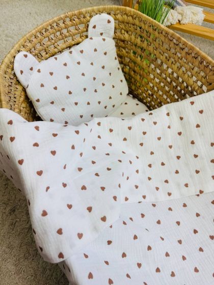 ❤ Набір у візочок мусліновий. Колір - Дрібні бежеві сердечки на білому (#67098491) ✓ Anna Konvert 2